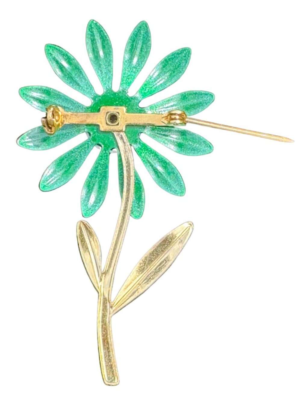 Vintage Dubarry Fifth Avenue Green Enamel Daisy Brooch & Clip Earring Set - Picture 4 of 5
